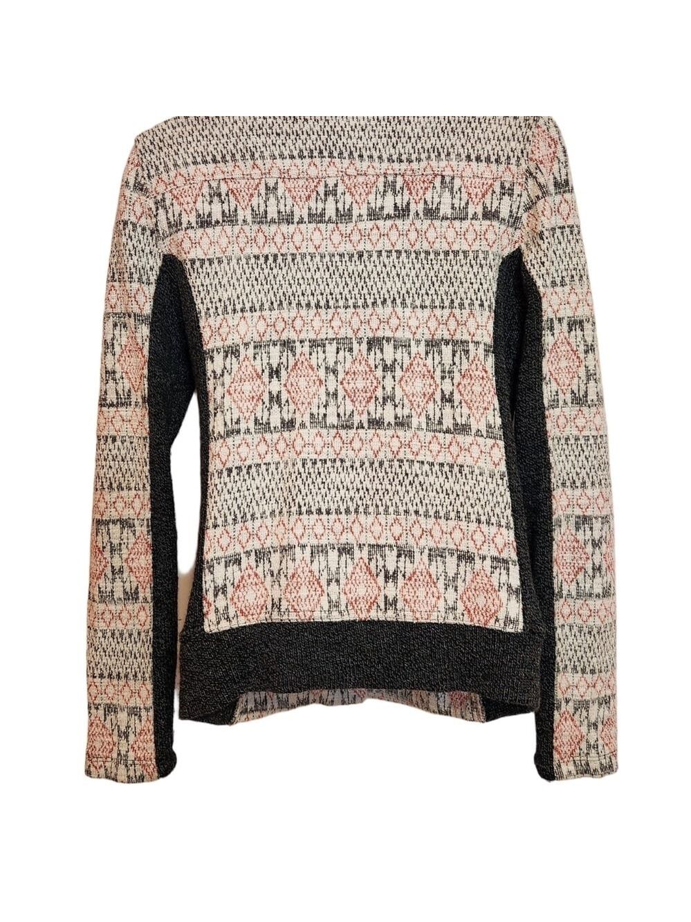 Lucky Brand Asymmetrical Zip Tribal Knit Sweater Jacket Small - Picture 6 of 12